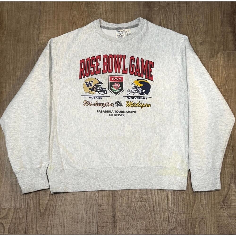 Vintage 1992 Reverse Weave Rose Bowl Crewneck - Medium